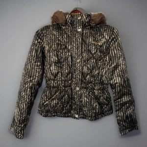 Y2K Baby Phat Black Puffer Coat M Removable Hood Faux Fur Full Zip Rare! - Picture 1 of 14