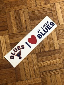 Vintage St. Louis Blues NHL Bumper Sticker - 12 x 3” - I Heart The Blues - Picture 1 of 6