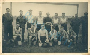 WW2 British Prisoners Of War POW's football Team Near Goal Stalag XXI D Poland - Picture 1 of 3