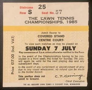 1985 Boris Becker Wins 1st Grand Slam Title Wimbledon Final Ticket Stub 7/7 - Picture 1 of 2