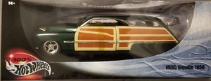 HOT WHEELS 1/18 -1950 MERCURY "CUSTOM WOODY WAGON", DARK METALLIC GREEN - Picture 1 of 5