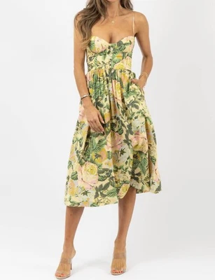 Vestido midi estampado pera olivácea talla L Foto 1 de 4