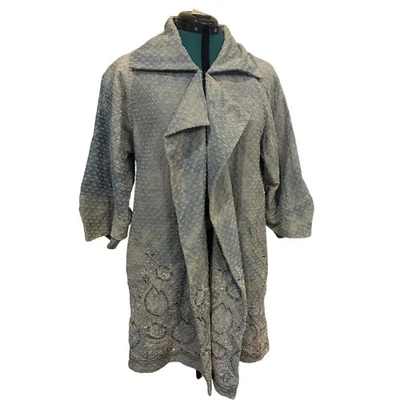 Simon Chang The Collection女式6码蓝色刺绣亮片外套夹克 — 第 1/4 张图片