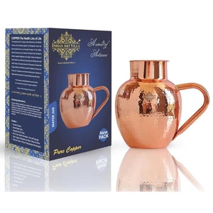 Jarra de cobre martillada Royal Surahi Design, almacenamiento y servicio 1600 ml - Imagen 1 de 6