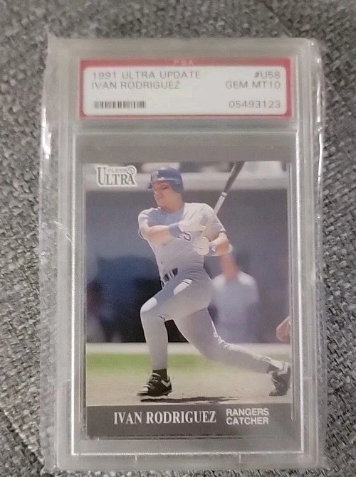 1991 Fleer Ultra Update Ivan Rodriguez Rookie Card #U-58 PSA 10 - Image 1 of 3
