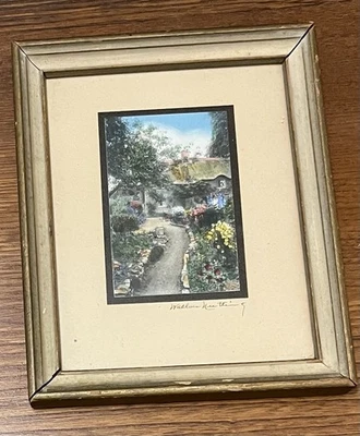 Miniature Signed Hand-Tinted Wallace Nutting Garden - Larkspur - Image 1 of 2