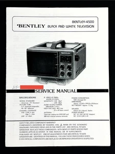 BENTLEY B&W TV Service Manual w/ Foldout Schematic Original c.1980s - Picture 1 of 6