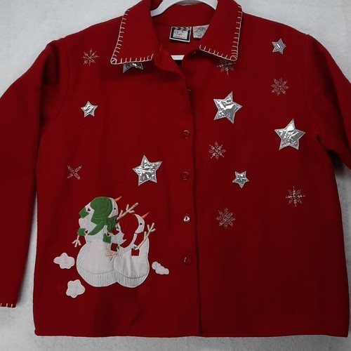 VETEMENTS Take Two Clothing Company Giacca Misto Lana Donna Grande Rosso Pupazzo di Neve Natale