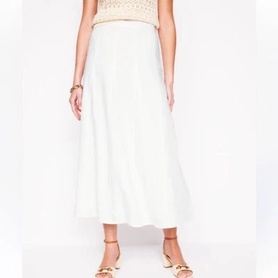 FALDA MIDI SUELO MUJER LINO BLANCO 6 Foto 1 de 4