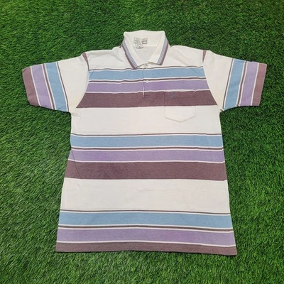 Camisa Polo a Rayas Munsingwear Años 80 De Colección Para Hombre Mediana Hecha en EE. UU. Pastel Foto 1 de 4