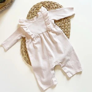 Nordstrom Baby Soft Pink Ribbed Ruffle Romper | 3-6m (Flaws Noted) - Picture 1 of 8