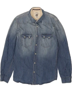 TOM TAILOR Mens Shirt Large Blue Striped Cotton DR94 - Picture 1 of 3