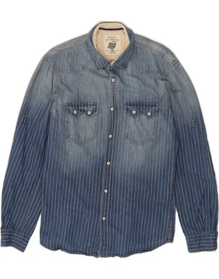 TOM TAILOR Mens Shirt Large Blue Striped Cotton DR94 - Image 1 of 3