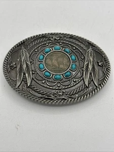 Men's Large Western Buffalo Nickel Belt Buckle  - Picture 1 of 2