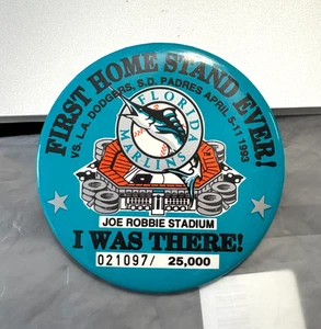 Vtg 1993 FL Marlins First Home Stand Ever Joe Robbie Stadium I Was There Pin - Picture 1 of 3