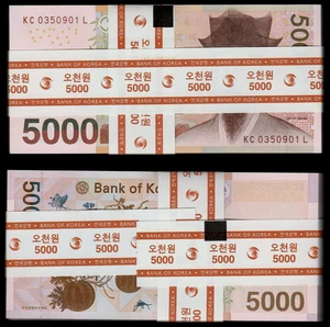 KOREA SOUTH 5000 WON P-55 2007 x 100 Pcs Lot BUNDLE BUTTERFLY FROG UNC BANK NOTE - Picture 1 of 7