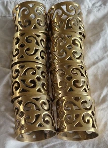 Vintage Brass Filigree Scroll Napkin Rings Set Of 8 Christmas Dining 4cm Wide - Picture 1 of 5