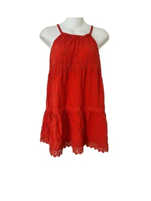 Antiguo Vestido Azul Marino Sin Mangas Estampado Lunares Rayas Midi Encaje Naranja Niñas Mediano 8 Foto 1 de 4