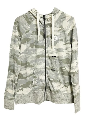 Nike Sudadera con Capucha Mujer Grande Gris Camuflada Cremallera Completa Calce Suelto Mezcla de Algodón Orgánico Nueva Foto 1 de 4