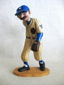 Vintage Baseball Male Figure Folk Art Sculpture Wood Carving Chicago - Picture 1 of 6