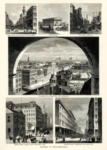 Scenes in Philadelphia, 1872 Historic American Scene, Antique Wood Engraving - Picture 1 of 4