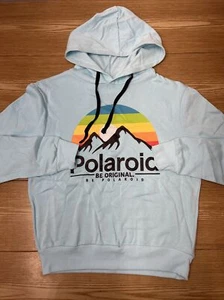 Polaroid Fleece Hoodie Girls Size M Blue Printed Sweater Pullover Sweatshirt NWT - Picture 1 of 15