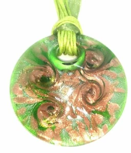 Collar colgante de vidrio de lámina de oro con cordones en capas - Imagen 1 de 2