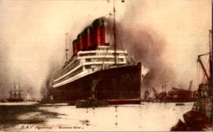 AK Dampfschiff Cunard Line RMS Aquatania Einfahrt Hafen unbesendet um 1910 - Bild 1 von 5