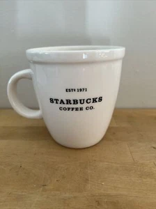 Taza de café Starbucks Est 1971 barista blanca con guión negro Abbey 2001 como nueva - Imagen 1 de 7