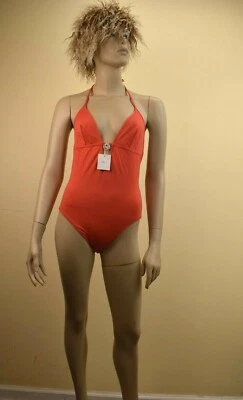 NUEVO CON ETIQUETAS TRAJE DE BAÑO DIOR CORAL NYLON ELÁSTICO ZAGUETI DE UNA PIEZA EE. UU. 10 Foto 1 de 4