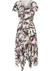 Neu Kleid mit V-Ausschnitt Gr 40 Wollweiß/Schwarz Sommer-Casual dress Maxi dress - Bild 1 von 1