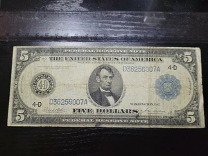 πΊπΈ Federal Reserve United States 5 Dollars FR-858 1914 Cleveland 011622-8 - Picture 1 of 2