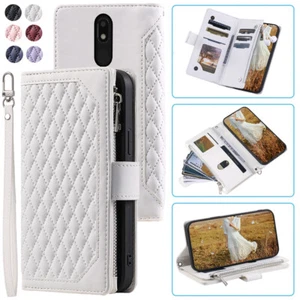 Luxury Rhombic Leather Wallet Case Zipper Flip Card Case For Nokia 3.2 - Picture 1 of 44