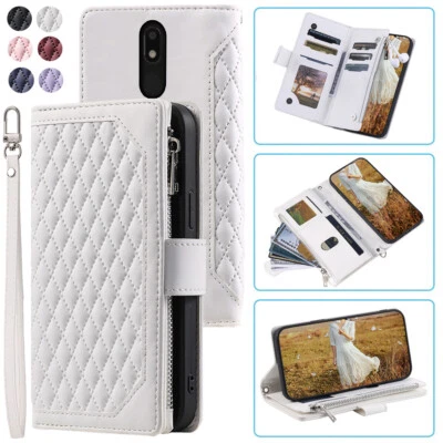 Luxury Rhombic Leather Wallet Case Zipper Flip Card Case For Nokia 3.2 - Image 1 of 4