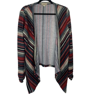 One World Womans Open Waterfall Front Top Size Large Multicolor Striped - Picture 1 of 7