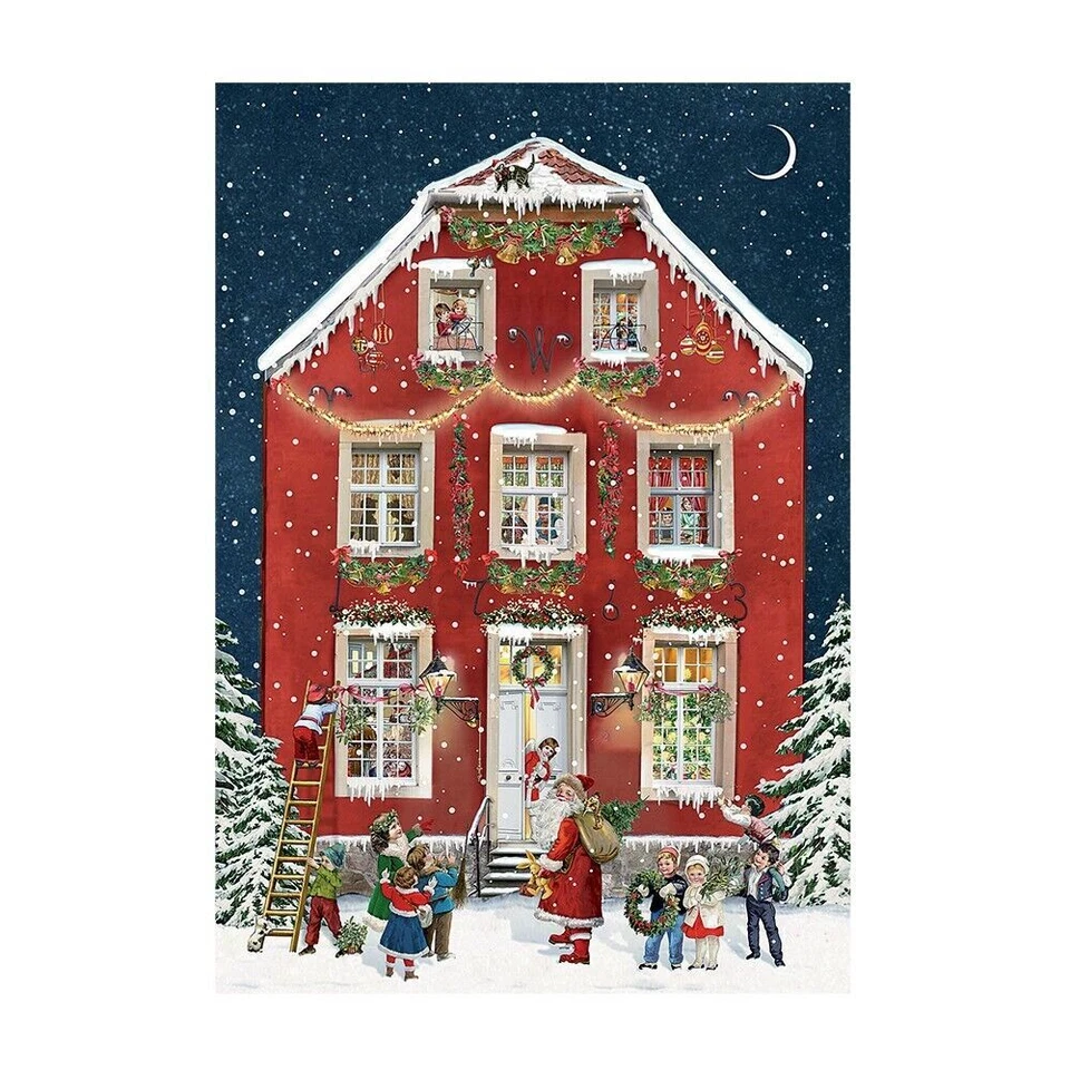 Red House Victorian Christmas House Advent Calendar Card 11.5 x 16.5 cm - Image 1 of 1