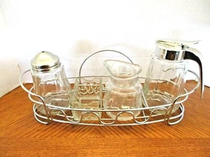 Vintage Glass and Aluninum Diner Style Condiment Set - Picture 1 of 5