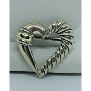 DAVID YURMAN 925 STERLING SILVER & 14KT GOLD HEART BROOCH SKY - Picture 1 of 6