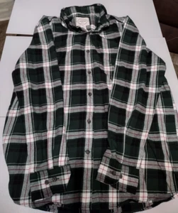 St John's Bay Men's Plaid Flannel Long Sleeve Button Up Shirt 100% Cotton Large - Picture 1 of 3