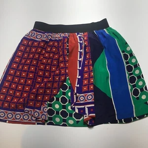Edme & Esyllte Skirt Womens XS Colorful Geometric Print 100% Silk Swing Ruffled - Picture 1 of 14