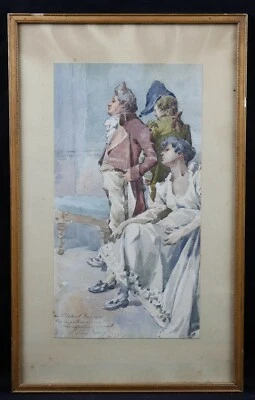 Aquarelle dédicacée au Lieutenant Colonel Lemaire Premier Empire Napoléon - Photo 1/4