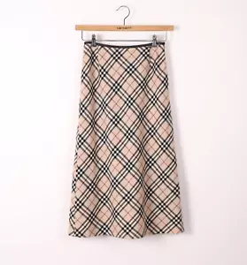 Burberry London Classic Nova Check Plaid Knee Length Skirt Size 38 S M - Picture 1 of 6
