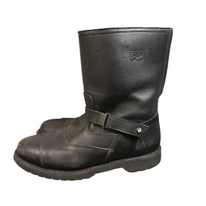 BMW Leather Riding Boots Men’s 14 Made In USA Black Logo Motorcycle - Picture 1 of 10