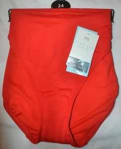 M&S HIGH LEG BIKINI BOTTOM STAYNEW CHLORINE RESIST SIZE 24 RED - BNWT - Picture 1 of 3