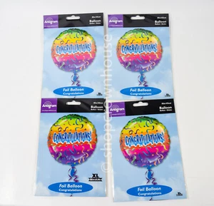 4 Anagram CONGRATULATIONS! Confetti Streamers Foil 18" Helium Balloon - Picture 1 of 3