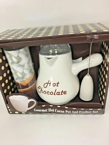 Gourmet Hot Cocoa Pot And Frother Set Include Cocoa and Marshmallows. - Picture 1 of 5
