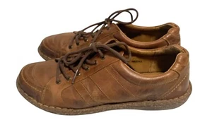 Born Vintage Womens Sz 10 Lace Tie Up Flat Sneaker Shoes Brown Leather Casual - Picture 1 of 5