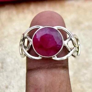 Kashmiri Raby / 925 Silver Ring / Handmade Ring / Statement Ring /All SZ SB-109 - Picture 1 of 4