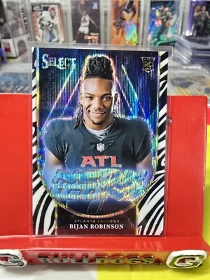 2023 Panini Select Bijan Robinson Zebra Prizm Neon Icon Case Hit Rookie Falcons - Image 1 of 2