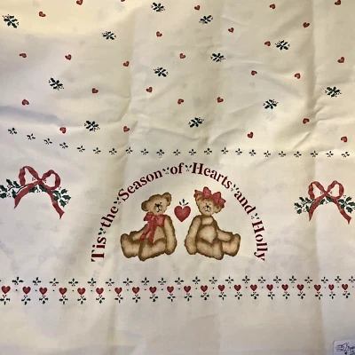 Daisy Kingdom Tis the Season of Hearts & Holly Double Border Teddy Bears BTY - Image 1 of 4